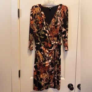 INC long sleeve faux wrap dress